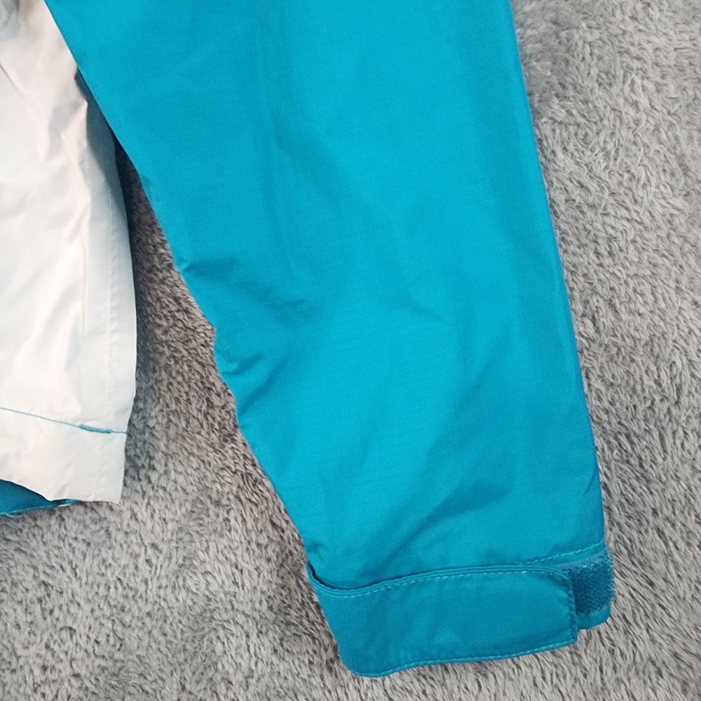 The North Face Jacket Womens XS Teal Blue White Hooded Windbreaker Mesh Lined - Picture 8 of 14